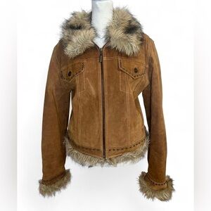 Giacca Tan Teddy Jacket with Faux Fur Trim